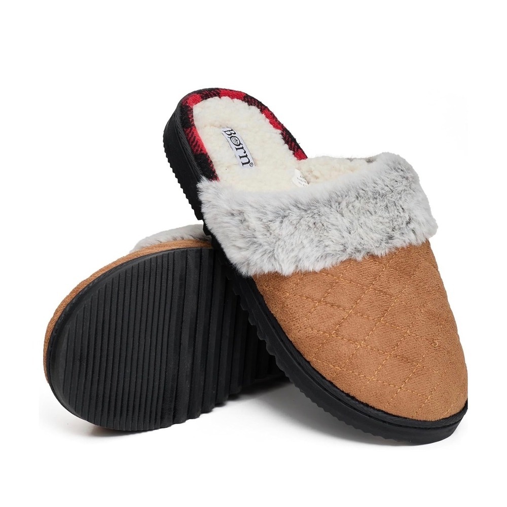 Born Faux‎ Fur Chestnut Clog Slippers, Womens Small (5-6)
